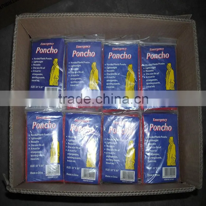 0.02mm pe poncho,raincoat,50"*80" rain poncho