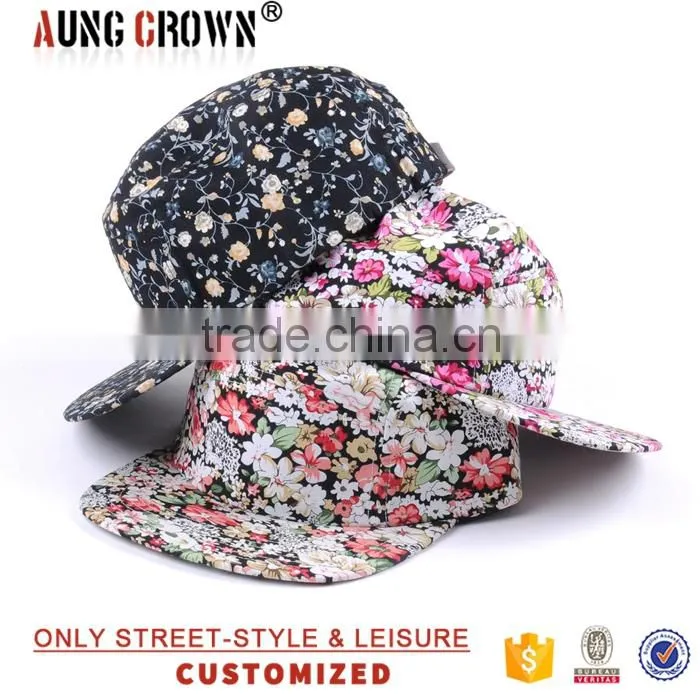 custom floral 5 panel hat blank wholesale