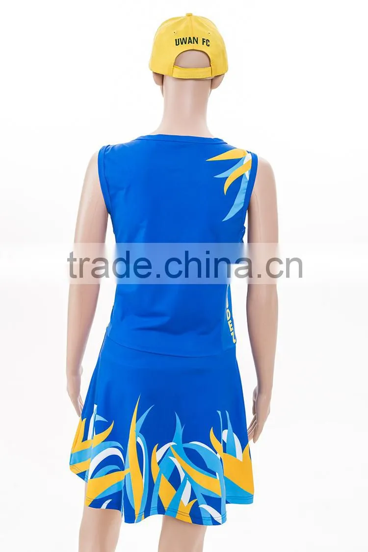 custom sublimation netball apparel dress shirt bodysuit 100% polyester