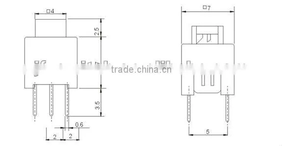 PS-7*7N rectangular push button switches