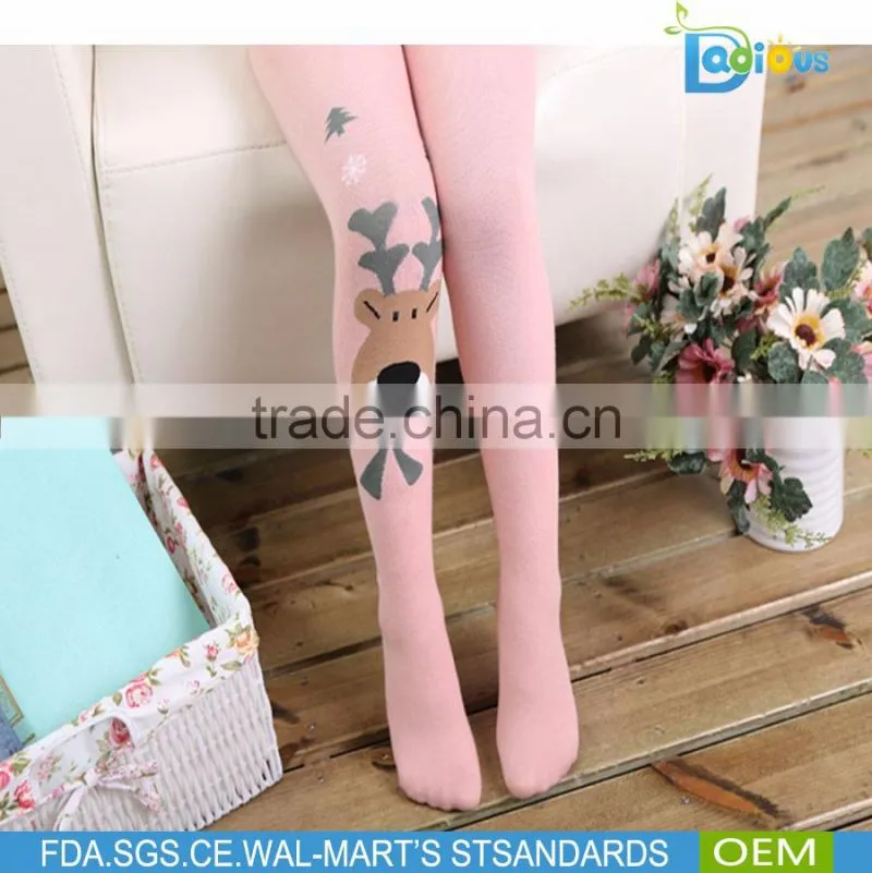 Black Color Knitted Christmas Deer Cartoon Children Pantihose