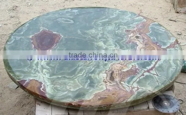 A GRADE DARK GREEN ONYX TABLE TOPS COLLECTION
