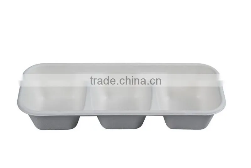Sugarcane square container with PET lid 2 compartment