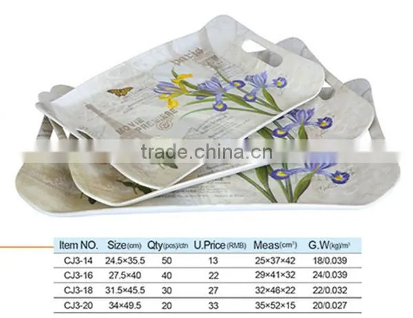 (W23.5XL33cm) Melamine Handle Tray