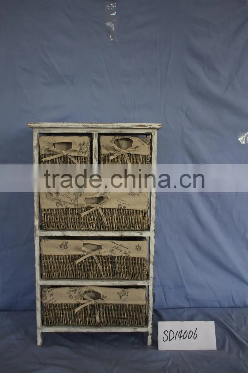 Wooden Cabinet With Fabric Drawer /Living Room Chest