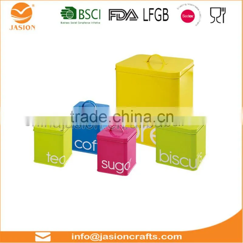 SET1624 Sugar Canister Tea Can Coffee Jar Powder Coated Iron Bread Bin