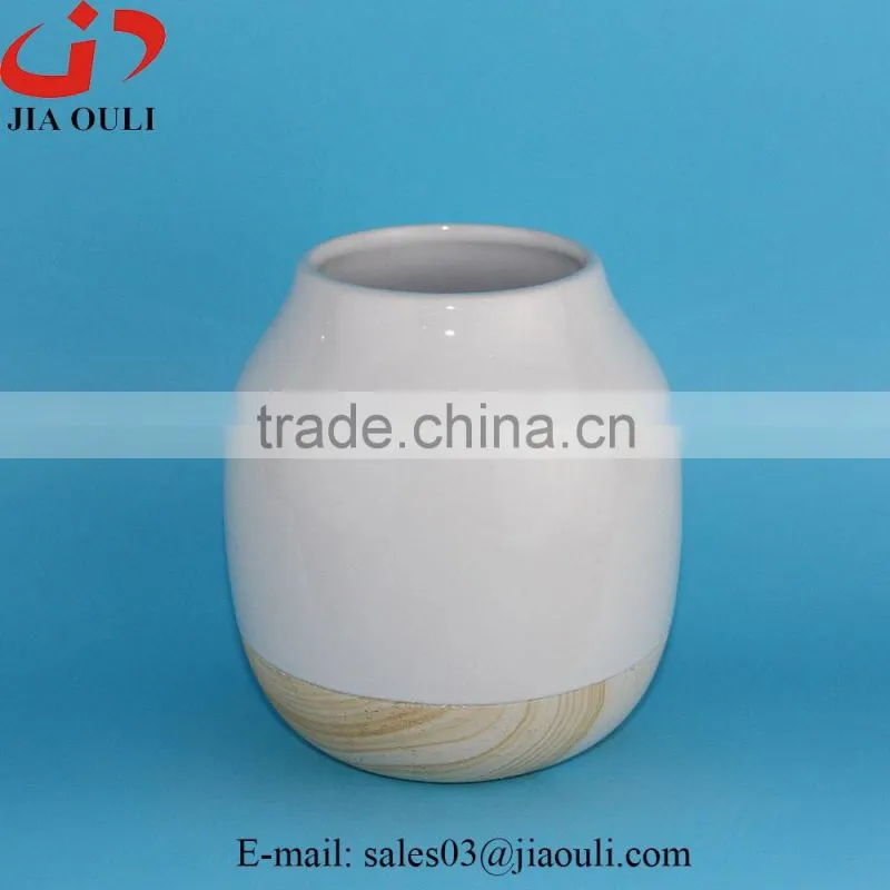 Popular sales flower shape Wooden design Ceramic garden planters