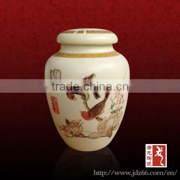 White snow design tea caddy ceramic spice container