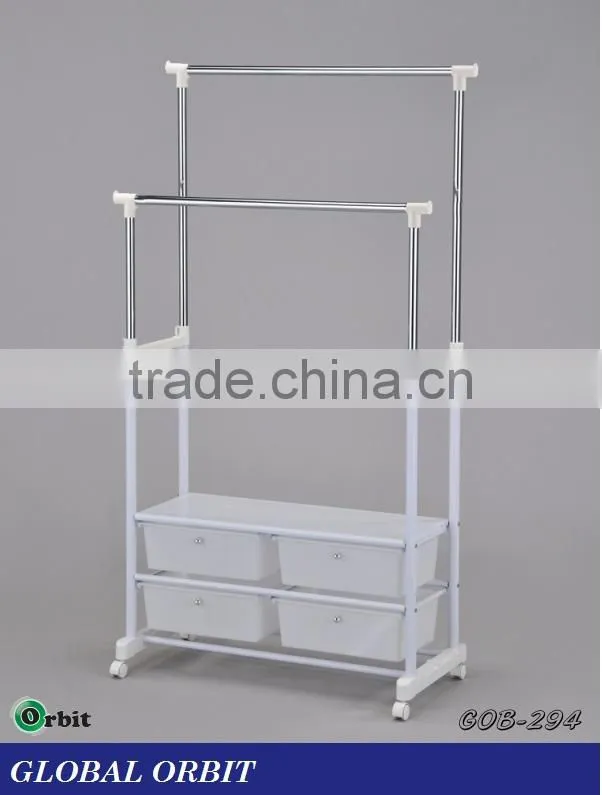 movable metal garment rack with storage drawer