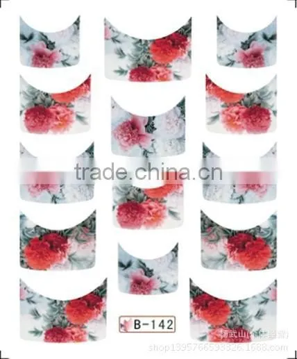 French half watermark fiower painting nails stick ,DIY Fashion Nail art