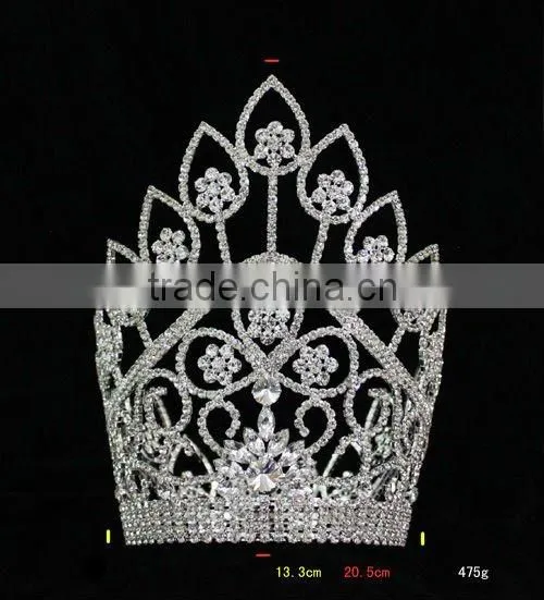 Yiwu Crystal Rhinestone Silver Plated Beauty Queen Crown For Adult Halo H172-157