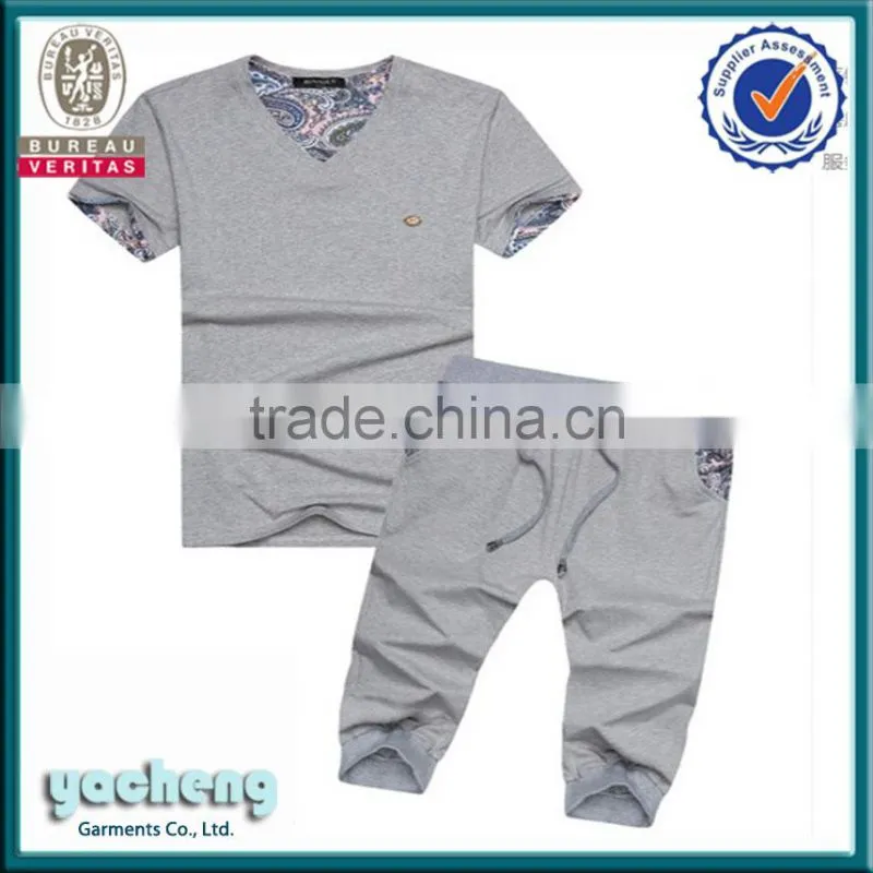 wholesale cotton/polyester plain bulk tracksuit mens Sportsuit cotton cheap mens sport suit