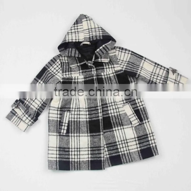 Plaid pure cotton thicken infant wear hooded baby coats
