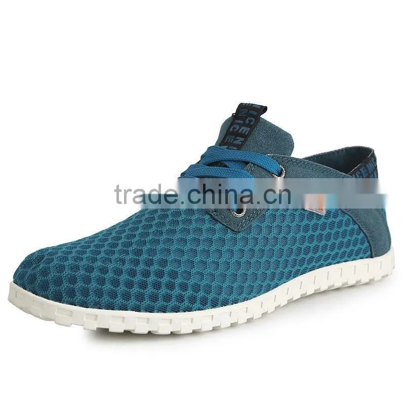 high quality summer leather mesh casual shoes men fashion, adults casual shoes sample from china for male