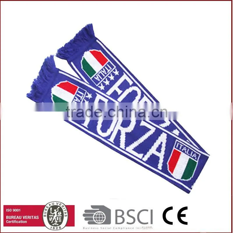 Custom knitted 100% acrylic football match scarf football fan knitted sport scarf