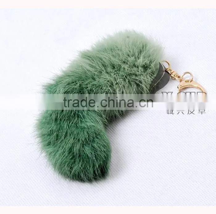 CX-R-39C Wholesale Dip Dyed Genuine Rabbit Fur Keychain