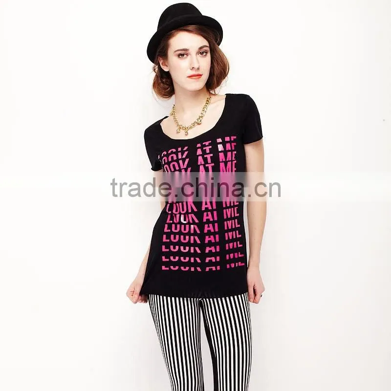 slim fit women t shirt with printed words