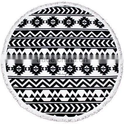 custom reactive print weighted micro fiber beach towel with tassel