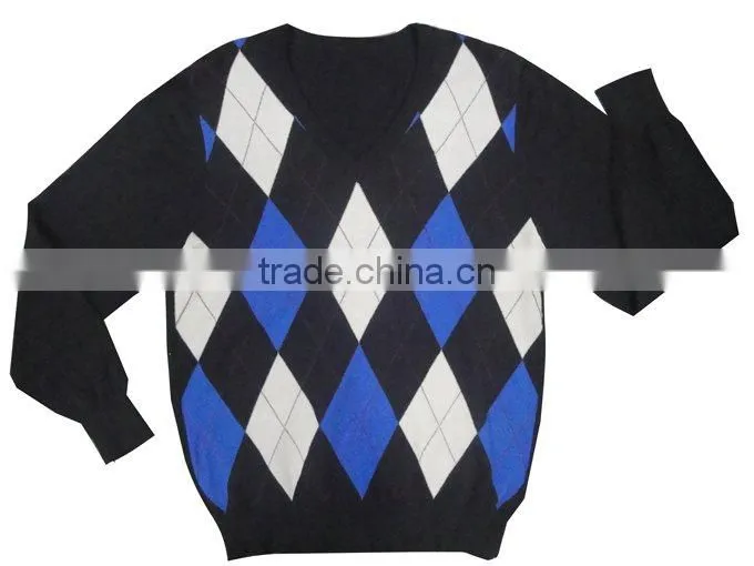 Men's jacquard (12GG) fashion cotton sweater