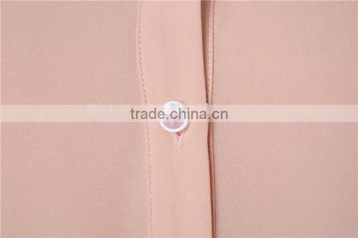 cute lace designed pink 2015 new design chiffon lady blouse/woman blouse