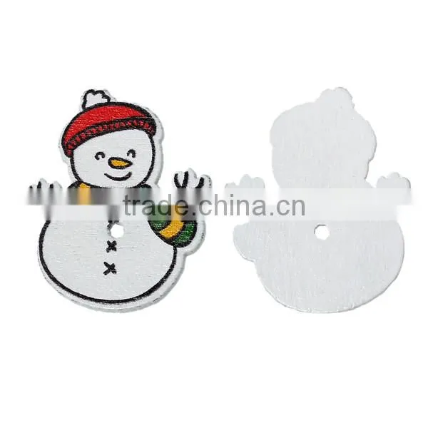 Wood Sewing Buttons Scrapbooking 2 Holes Christmas Snowman At Random