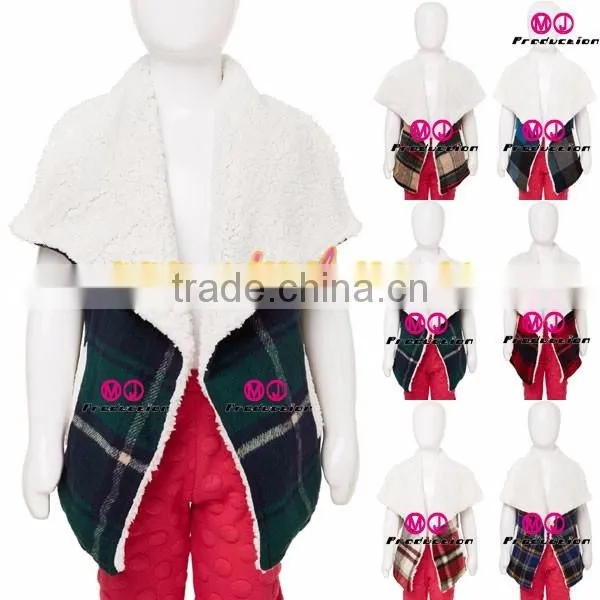 FACTORY wholesale plaid shearling down vest