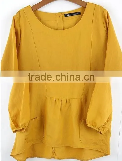 women linen blouse tops linen fabric clothing apparel factory wholesale