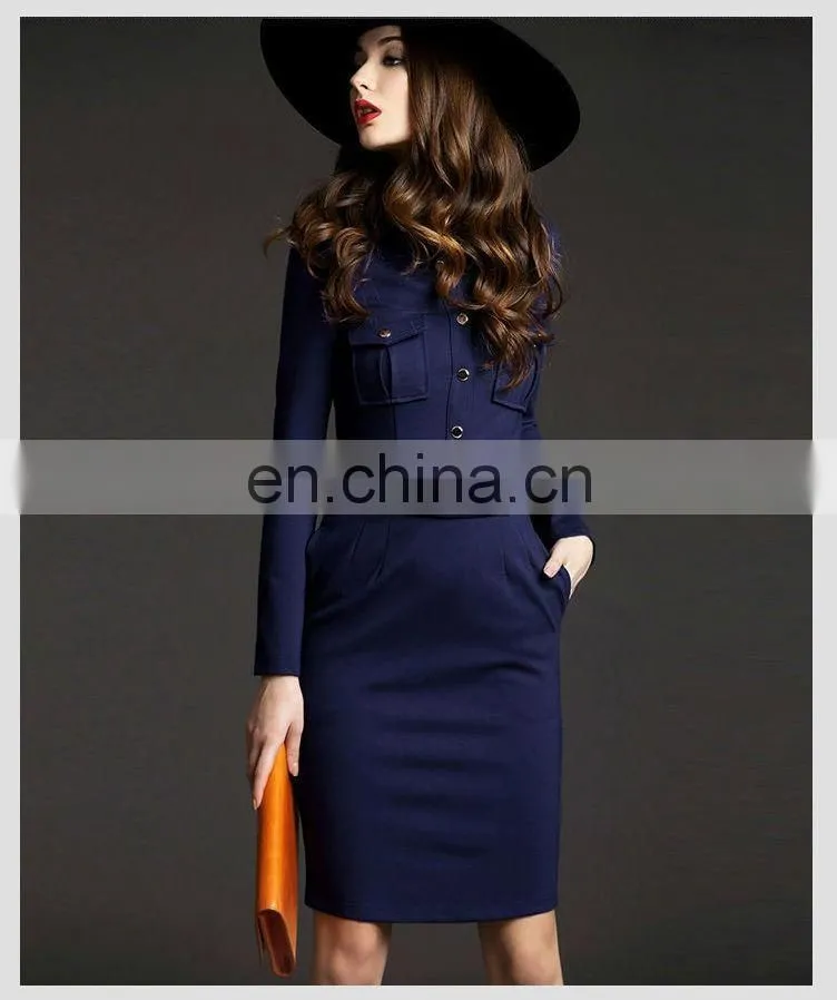 Long sleeve pocket on chest collar design high end woman communion dress