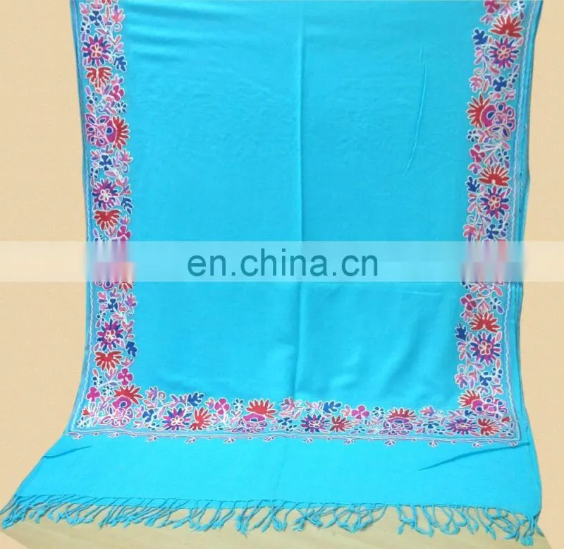 All over embroidered pure wool pashmina shawls