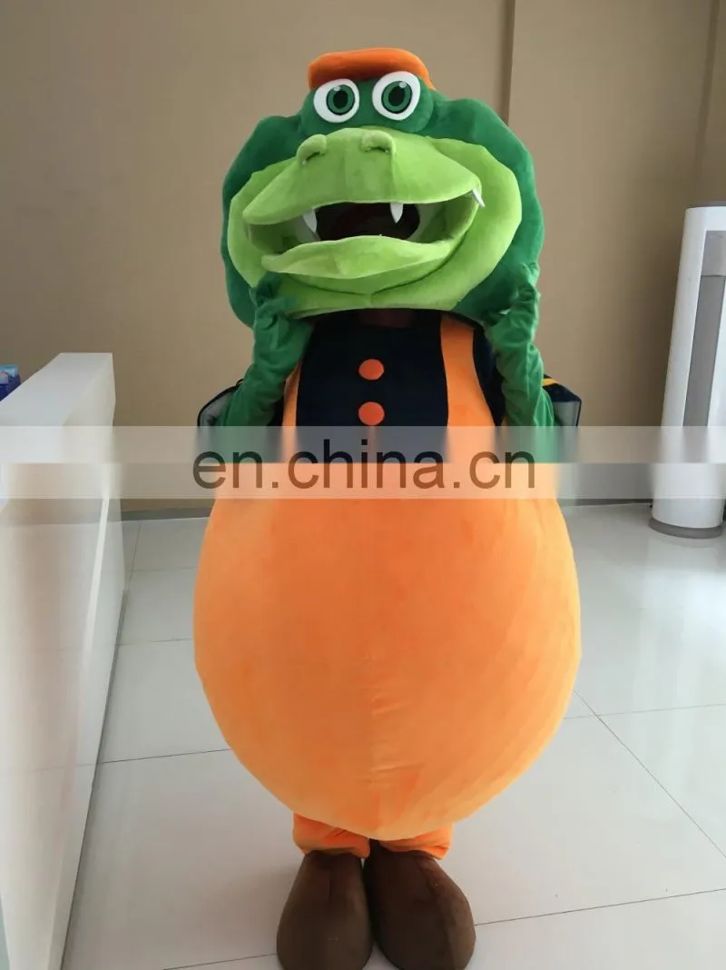 2016 New arrival adult green alligator cartoon characters costume for sale green alligator mascot costume cosplay
