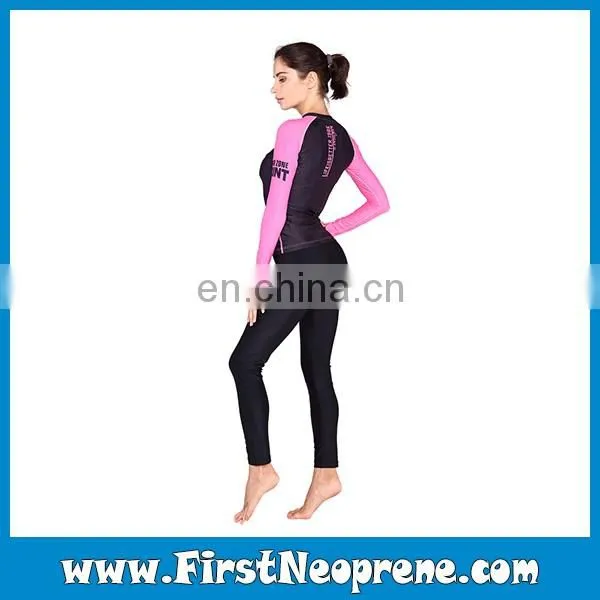 Pink Long Sleeve Lycra Top Quality Rash Guards For Women
