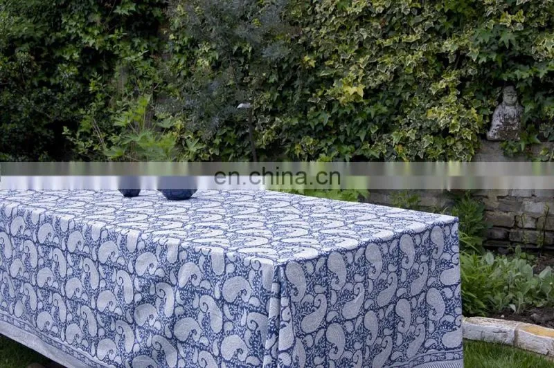 Hand Printed Cotton Table Cloth Floral Table Linen