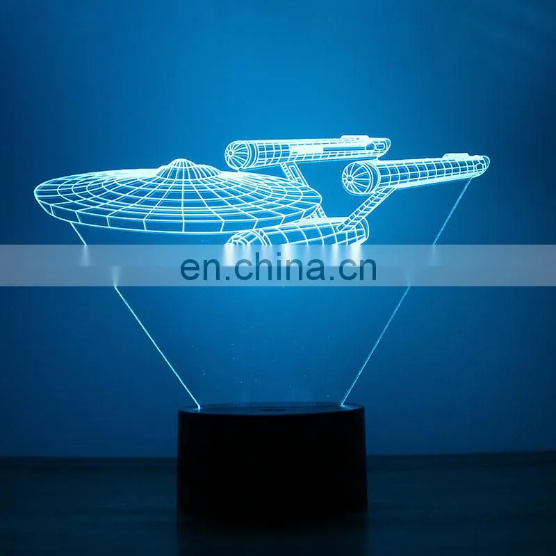 RGB touch black base 3d illusion bedroom usb art night light led desk table lamp