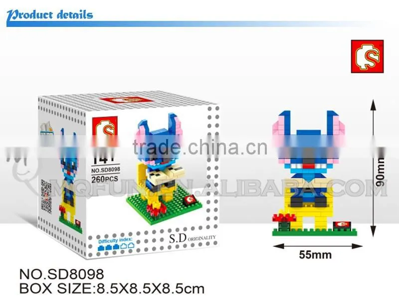 Mini Qute Sembo kawaii 4 styles Surfing Stitch diamond plastic building block model educational toy