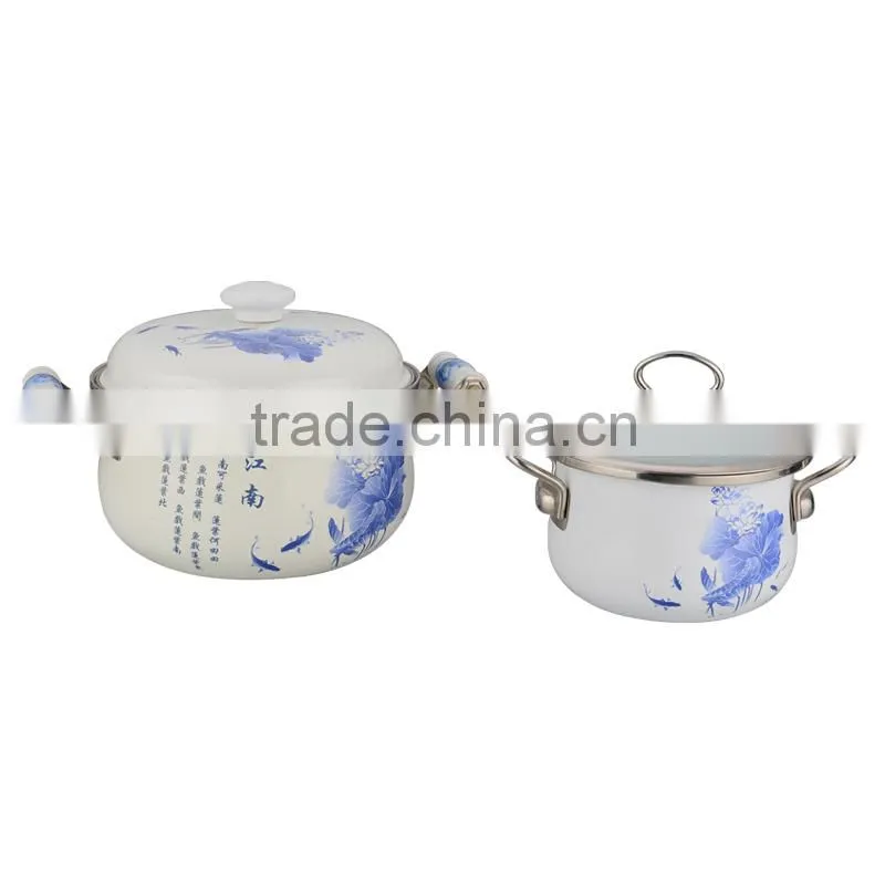 Hot selling enamel stock pot sets with full decals
