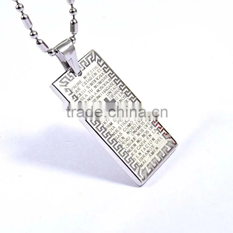 Engrave custom 316L Steel Crossing Men Fashion Pendant Style Tag Pendant