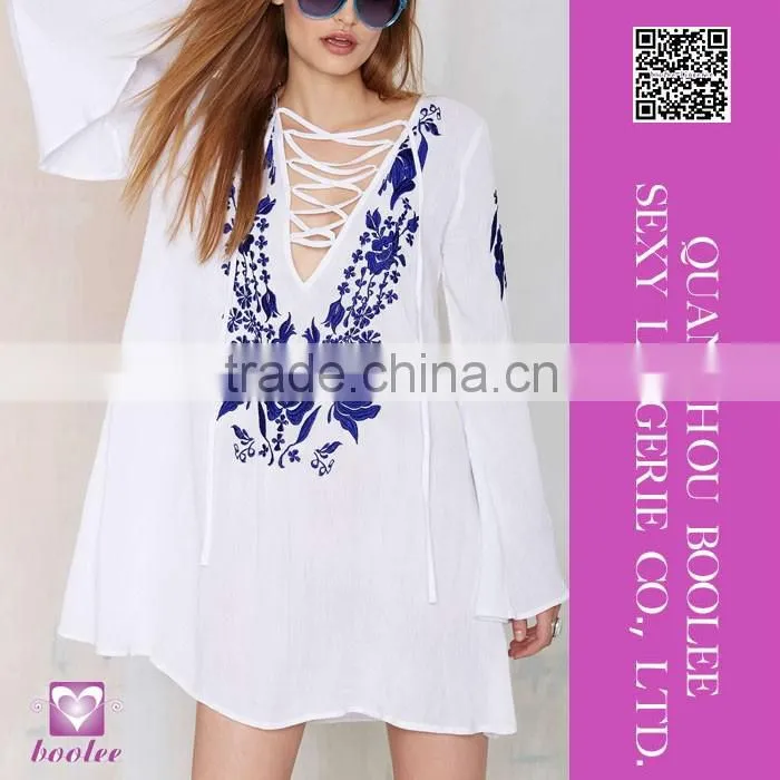 New 2016 Spring Stylish Women Geometry V-Neck Blouse