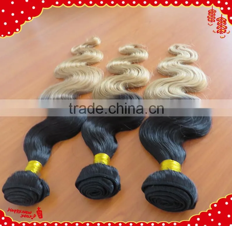 Wholesale Body wave brazilian colored two tone hair weave cheap ombre hair extension