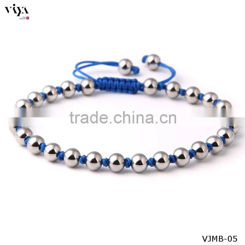 china knotted beads jewellery custom engraved logo metal beads Eco-Friendly non allergic bracelet