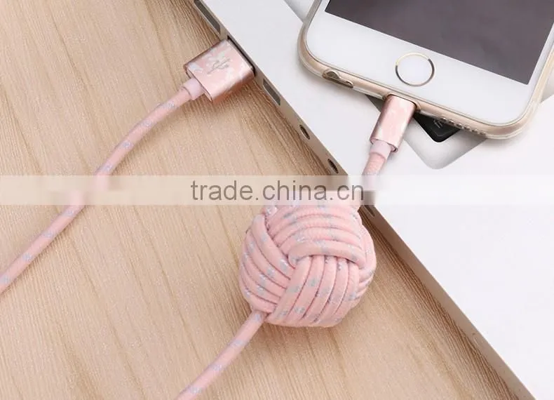 USAMS SJ071 Camouflage Series 1.5m Spot nylon braided cable for iphone6s plus/6s/6/5s 2A Metal Spherical cable for iphone 6plus