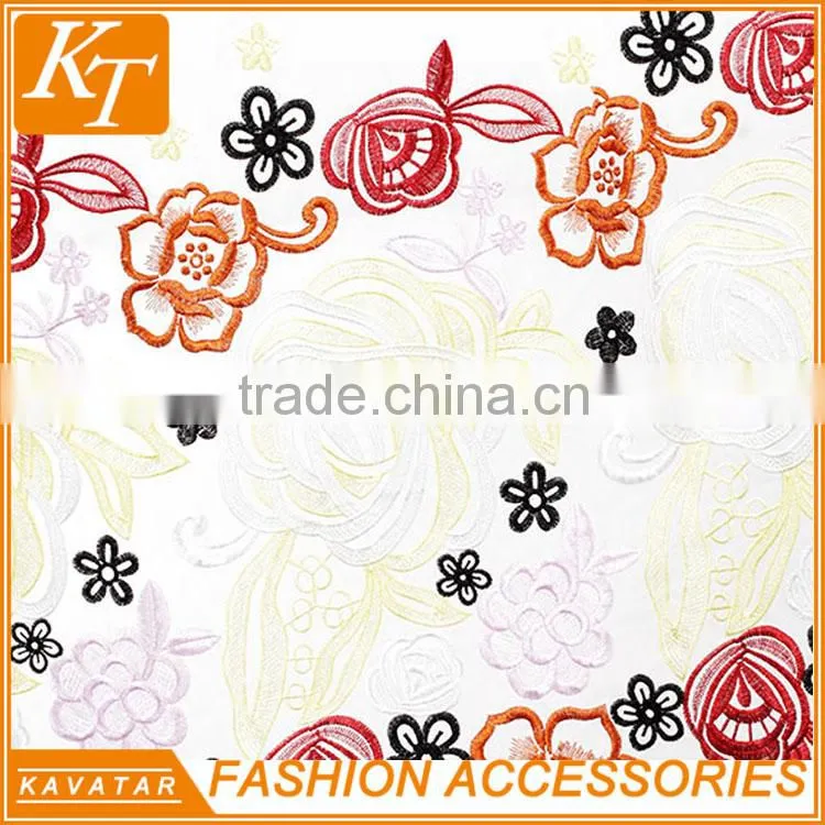 Kavatar Brand Custom Colorful embroidery lace fabric