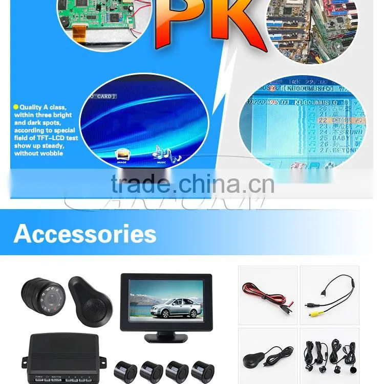 3.5 inch TFT bluetooth reverse car parking sensor with 120 waterproof reverse camera