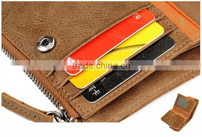 High quality customized logo travel rfid blocking wallet leather with button