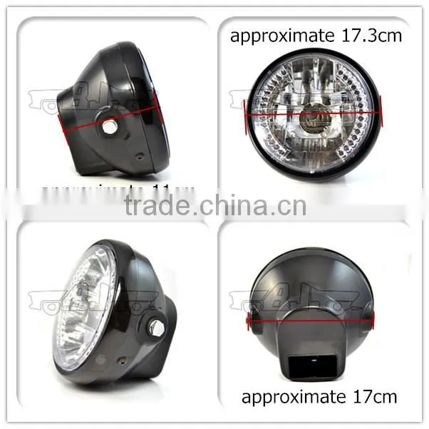 BJ-HL-008 Wholesale sport bike amber round black 35W 26 LED headlight motorcycle
