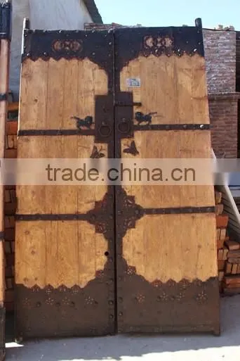 Vintage Antique Shanxi Recycle Old Elm Wood Inlaid Garden Door