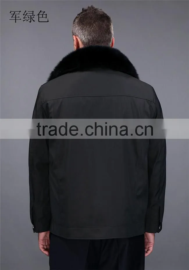 Removeable real fur collar men's leisure jacket