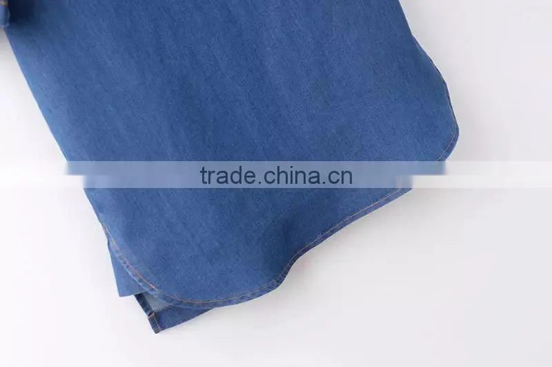 2015 New arrival Latest half sleeve denim woman dress blue denim woman dress