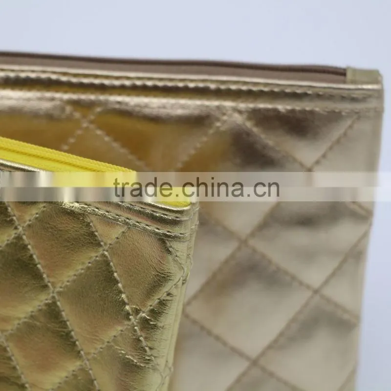 Shiny PU makeup bag fashionable gold PU comestic case