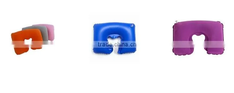 Wholesale promotion camping pvc travel flocked inflatable pillow