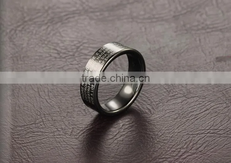Fashion jewelry manufacturer china cross prayer tungsten carbide ring